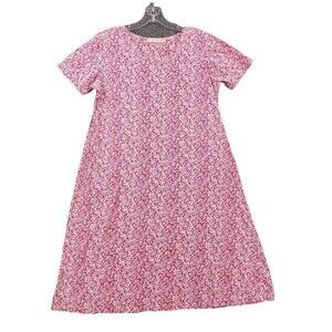 La Cera Dress Womens M  Pink Mini Floral Short Sleeve A Line Pocket Boho